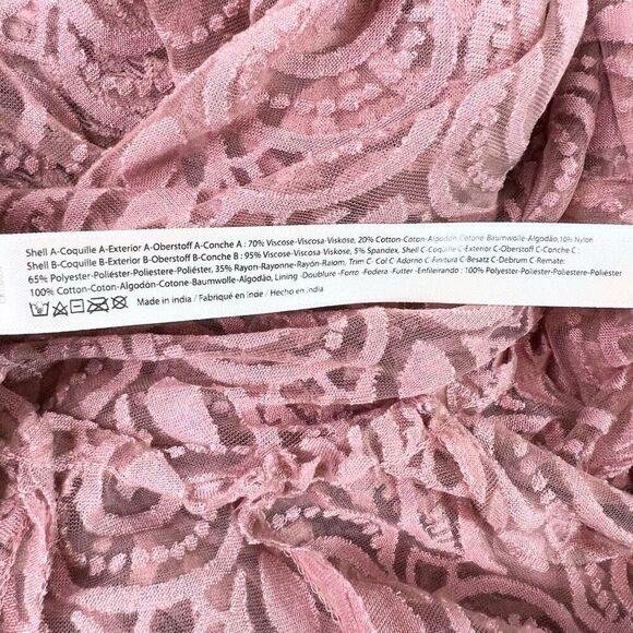 Free People Dress Womens Small Adella Lace Strappy Tiered Ruffle Slip NEW Pink - Picture 9 of 12